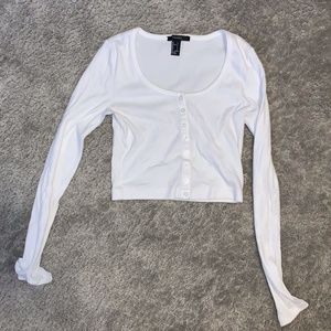 White Long Sleeve Crop Top